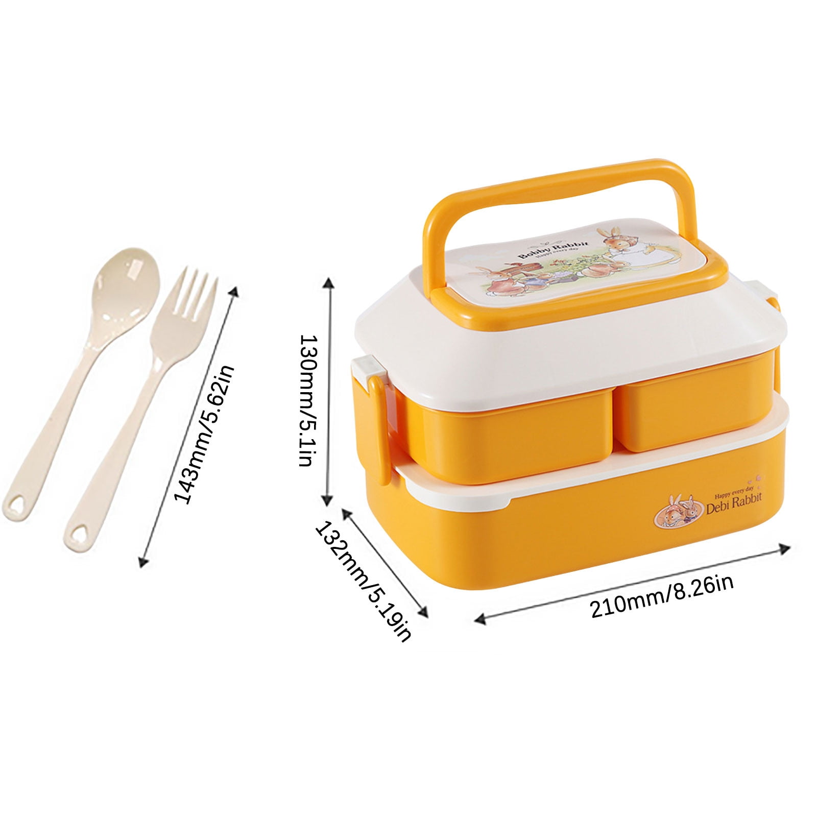 Double Plastic Children's Lunch Box Large Capacity Student Lunch Box ...