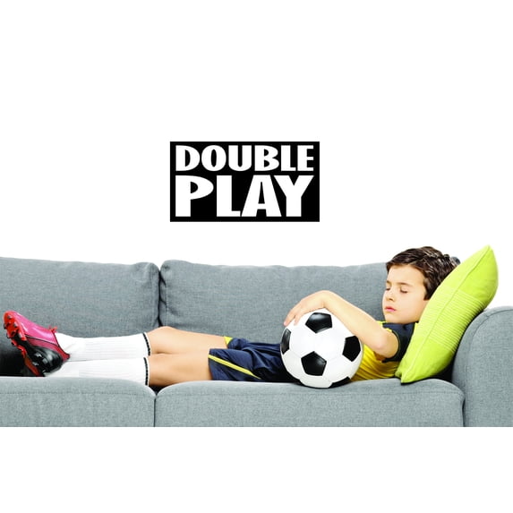 Double Play Baseball Sports Quote Boy Vinyl Wall Decal Sticker Childrens Bedroom 14x28 Inches