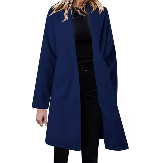 Double Plush Warm Coat For Women Solid Color Classic British Long Windbreaker Winter Work Coat For Women
