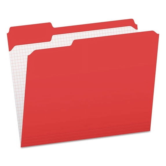 Double-Ply Reinforced Top Tab Colored File Folders, 1/3-Cut Tabs: Assorted, Letter Size, 0.75" Expansion, Red, 100/Box | Bundle of 2 Boxes