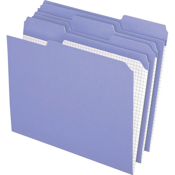 Double-Ply Reinforced Top Tab Colored File Folders, 1/3-Cut Tabs, Letter Size, Lavender, 100/box | Bundle of 5 Boxes