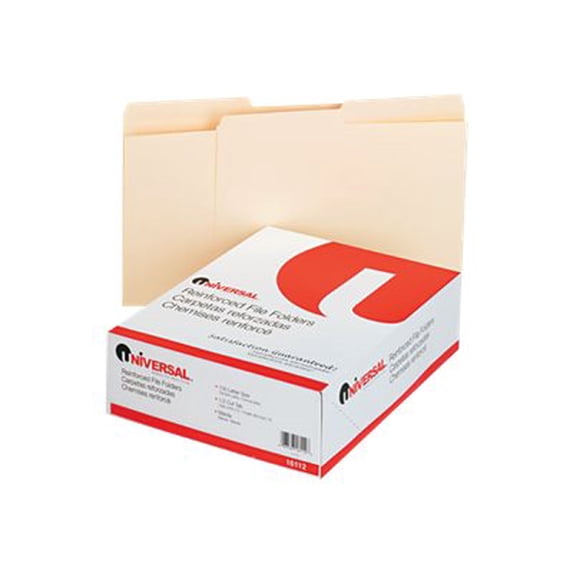 File Folders, 1/2 Cut, Two-Ply Top Tab, Letter, Manila (100/Box)