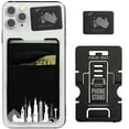 thumbnail image 1 of Double Pocket - Adhesive Card Holder - Cell Phone Pouch - Stick on Lycra Pocket - Carry Credit Cards and Cash (Cityscape), 1 of 10