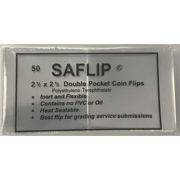 Double Pocket Safety Coin Flips (2" x 2", 50 Flips)