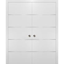 Double Pocket Sliding White Doors 56x80 with Strips