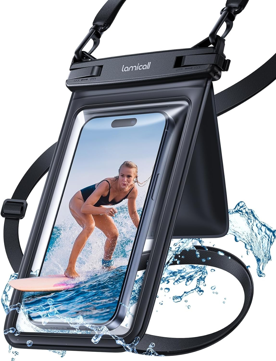 Double Pocket Waterproof Phone Pouch - IPX8 Dry Bag - Privacy Storage for Card & Key - Cruise Ship, Beach Essentials for iPhone 17 16 15 14 13 Pro Max, Galaxy S25, for Bulky Cases up to 7.5"