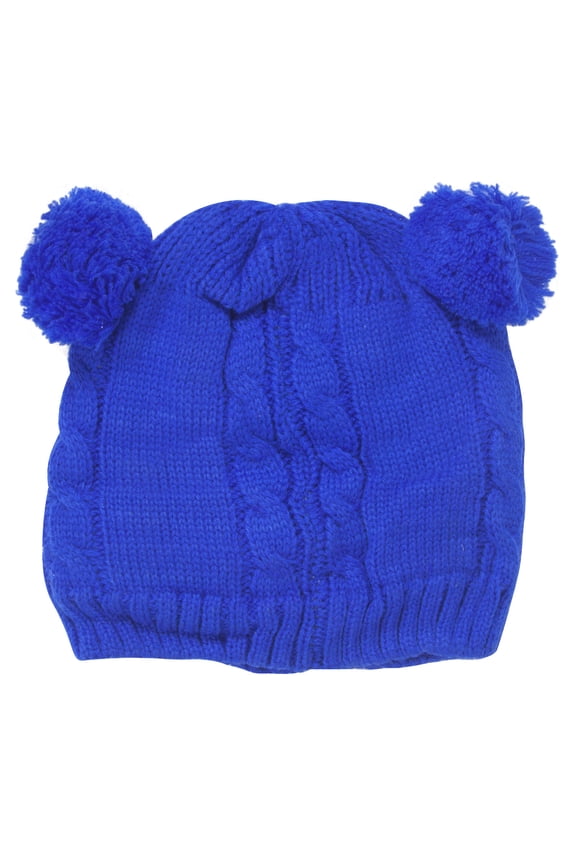 Double Pom Infant Winter Knitted Beanie - Royal