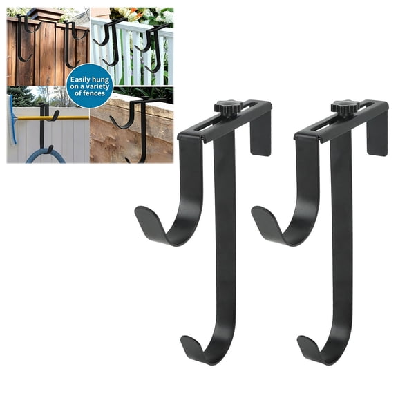 Double Pool Pole Hooks, Adjustable Thickened Iron Pool Fence Hooks Metal Rafter Hanger, 2Pcs