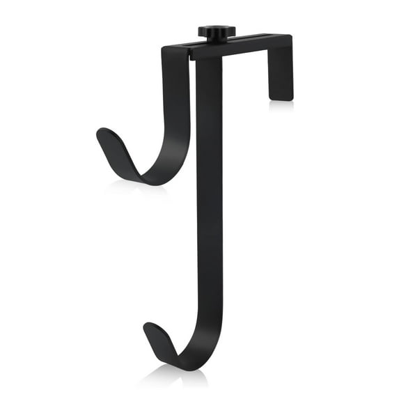 Double Pool Pole Hooks for Hanging, Adjustable Thickened Panel Rustproof Pool Fence Hooks Metal Equipment Hooks for Hanging Pool Tool Swimming Pool Accessories for Pool Fence, Skimmer, Wall, Black