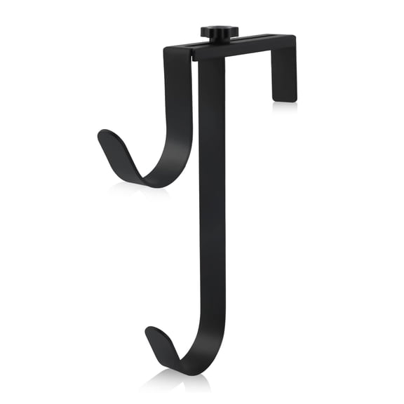 Double Pool Pole Hooks for Hanging, Adjustable Thickened Panel Rustproof Pool Fence Hooks Metal Equipment Hooks for Hanging Pool Tool Swimming Pool Accessories for Pool Fence, Skimmer, Wall, Black