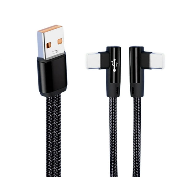 Double Port Angled USB to Double Type C Charging Cable 5A Quick Charging Cord Enhances Durability