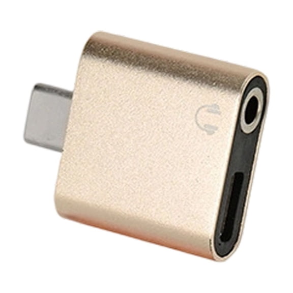 Double Port USB C To 3.5mm and Type C Charging Adapter with Fast Charging Funtion Suitable for Smartphones Tablets