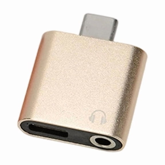 Double Port USB C To AUX 3.5mm and Type C Charging Adapter with Fast Charging Funtion Suitable for Smartphones Tablets