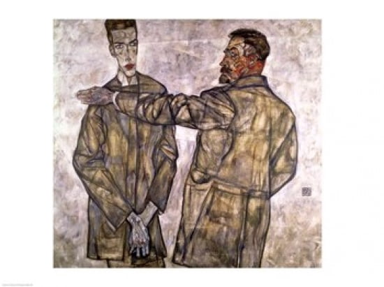 Double Portrait of Otto and Heinrich Benesch Canvas Art - Egon Schiele (24 x 18)