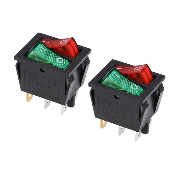 Double Position Boat Rocker Switch Red Orange Shell Toggle Switch for Boat Car Marine ON/OFF AC 250V/15A 125V/20A, 2pcs