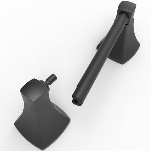 Double Post Pivoting Square Bell Base Wall Mount Toilet Paper Holder in Matte Black, by Fixsen