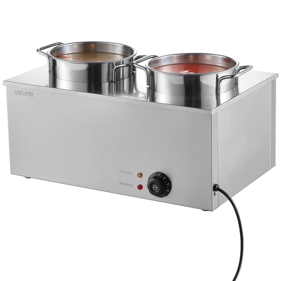 Double Pot Electric Soup Warmer Set – Includes 2 Stainless Steel 6.34Qt Soup Kettles with Lids and Warming Stations for Catering Businesses