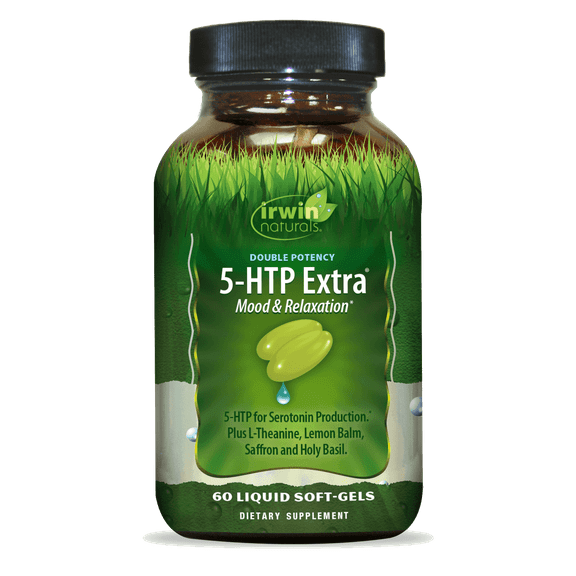 Irwin Naturals Double Potency 5-HTP Extra - Relaxation & Serotonin Support - 60 Liquid Soft-Gels