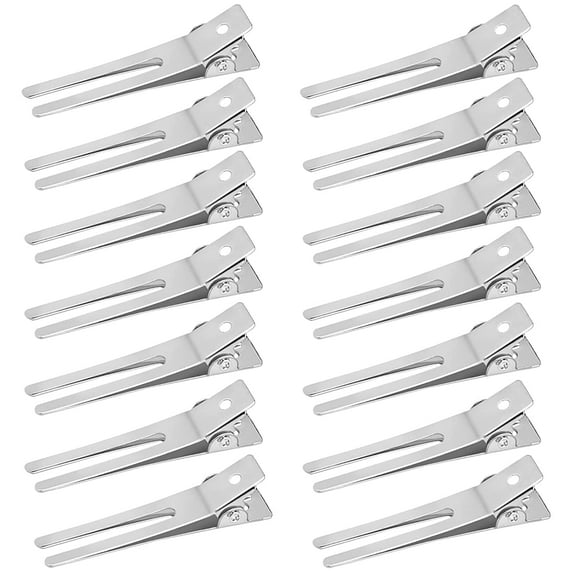 Double Prong Alligator Hair Clips 50 Pack, 1.8"Metal Duck Billed Hair Clips for Styling Sectioning, Hairdressing Styling Hair Clips, Pin Curl clips for Hair, Alligator Roller Clip (silver)