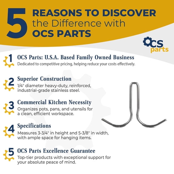 Double Prong Pot Hooks for Commercial Kitchens | 12-Pack | Stainless Steel Pot Rack Hooks for Pots, Pans, Ladles and Other Kitchen Equipment | J77-4401