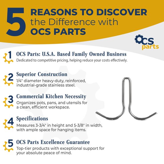 Double Prong Pot Hooks for Commercial Kitchens | 12-Pack | Stainless Steel Pot Rack Hooks