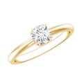 thumbnail image 1 of Rosec Jewels Double Prong Set 5 MM Round Shape Moissanite Solitaire Ring, 18K Yellow Gold, US 7.00, 1 of 9