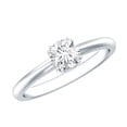 thumbnail image 1 of Rosec Jewels Double Prong Set 5 MM Round Cut Moissanite Solitaire Ring, 925 Sterling Silver, US 5.00, 1 of 9