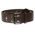 thumbnail image 1 of Double Prong Star Studs and Grommets Leather Belt, 1 of 3