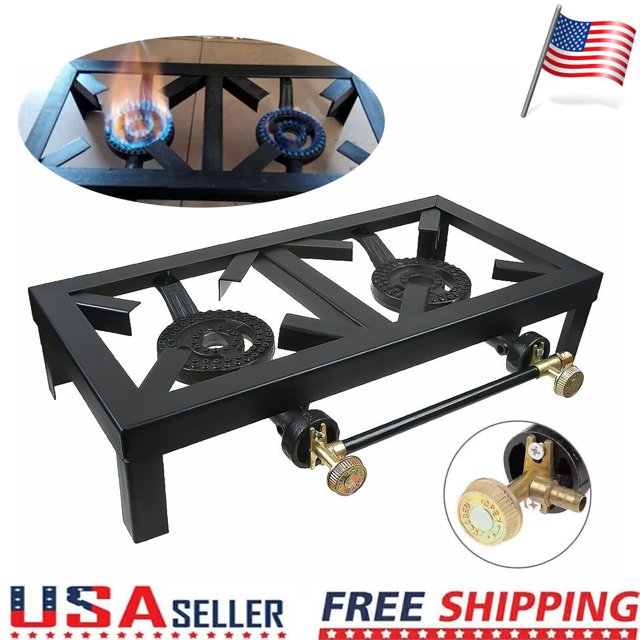 Double Propane Gas Burner Stove Camping BBQ Cooker Cooking for Patio