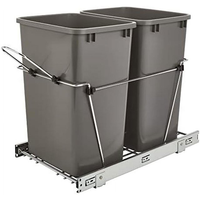 Double Pull Out for Under Kitchen 35 Qt 12 Gal Garbage