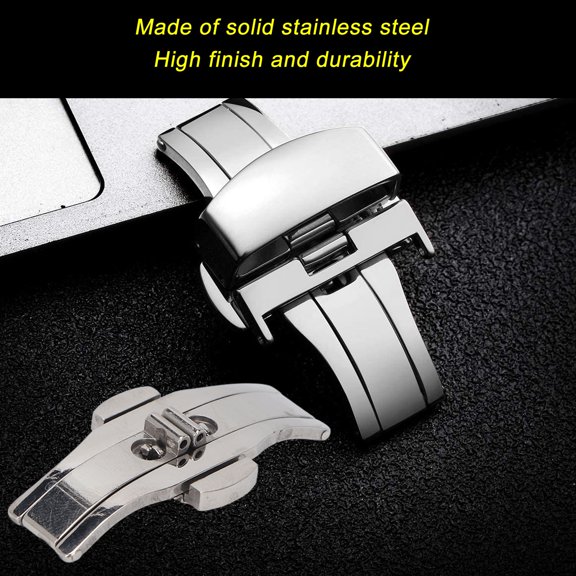 Double Push Button Stainless Steel Watch Band Deployment Clasp Buckle