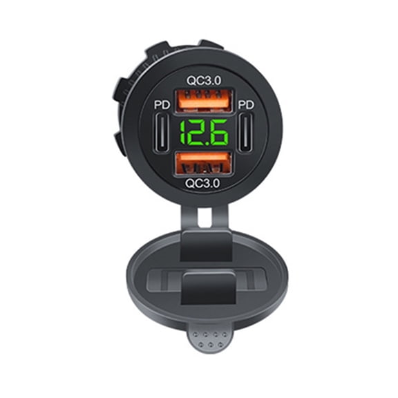 Double QC3.0+Double PD Type-C Outlet USB Power Outlet Car Charging Socket Outlet