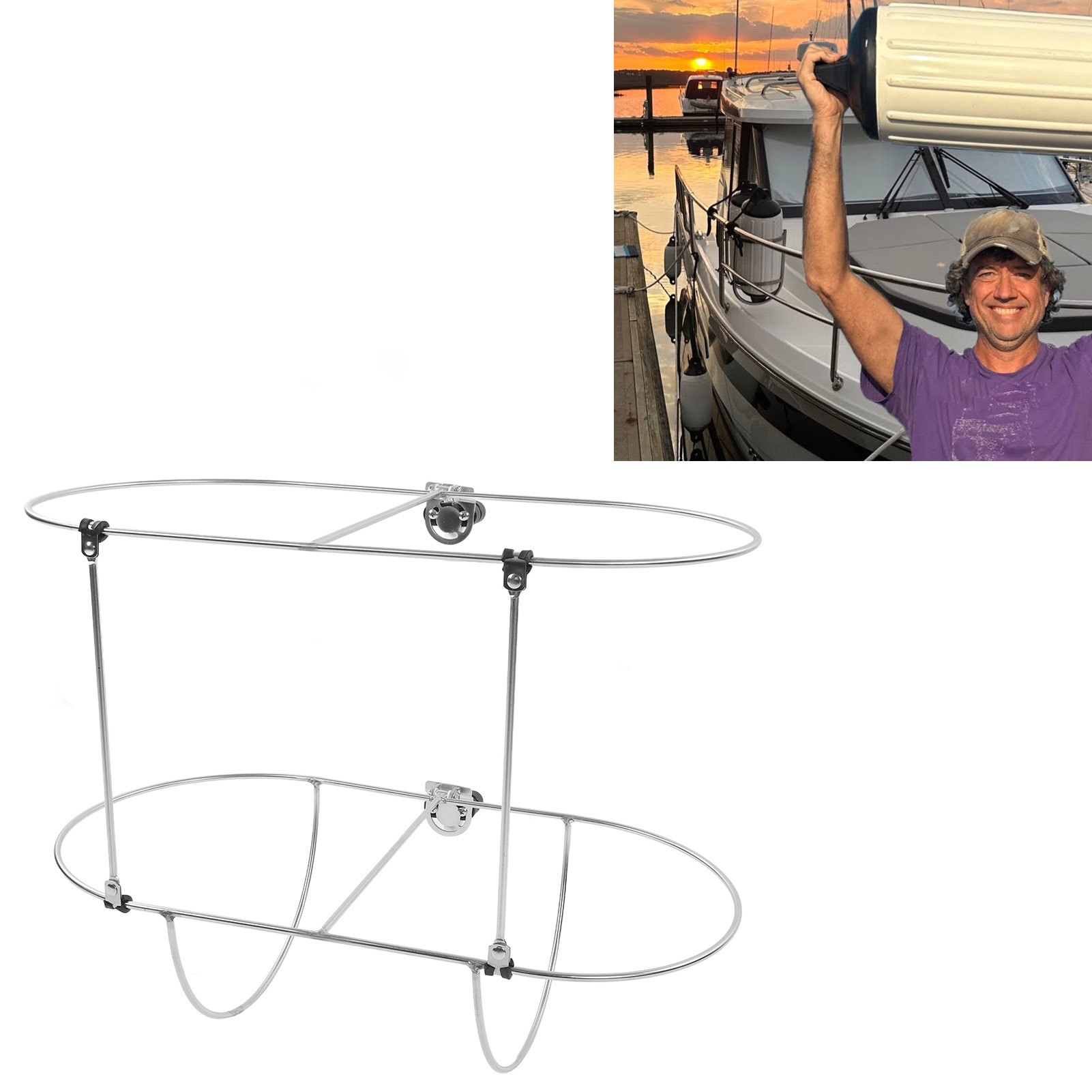 Double Rack, Boat Fenders Holder Rack Flexible Mount Foldable For Yacht