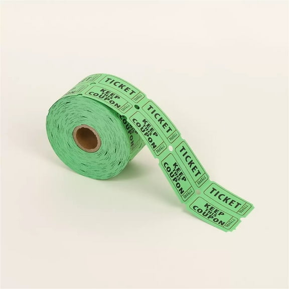 Double Raffle Tickets Roll for Events 1000 Count Perforated Tear Off Admission Coupons Multicolored 500 Pairs for Fundraisers and Carnivals Green