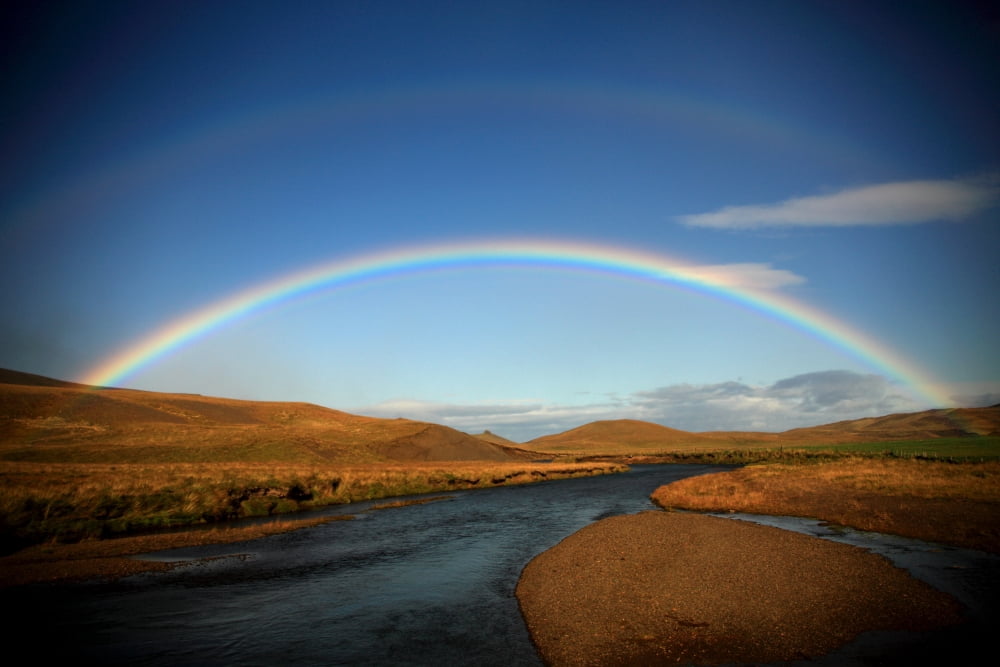 Double Rainbow Over A Stream Northern Iceland Canvas Art - Robert Postma Design Pics (17 x 11)
