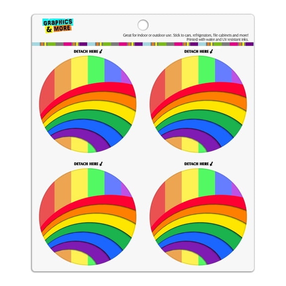 Double Rainbow Pride Arc Refrigerator Fridge Locker Vinyl Circle Magnet Set