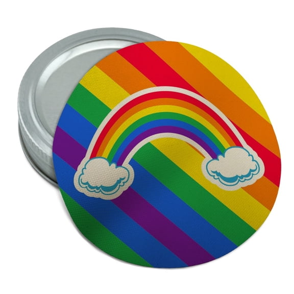 Double Rainbow with Clouds Round Rubber Non-Slip Jar Gripper Lid Opener