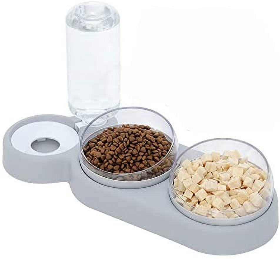 Double Raised Cat Bowl, Tilting AntiVomiting Cat Bowl 3in1 Automatic