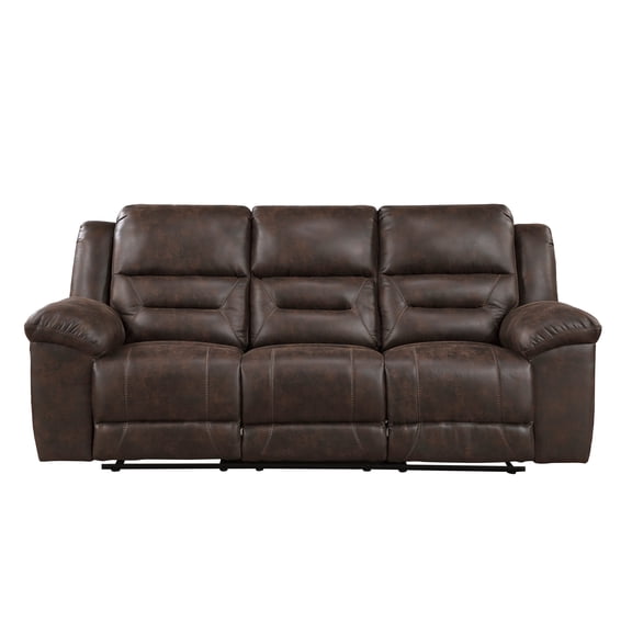 Double Reclining Sofa Microfiber Dark brown