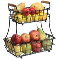 thumbnail image 1 of Double Rectangular Countertop Fruit Storage Basket, Food Storage Basket (Black, Metal), 1 of 3