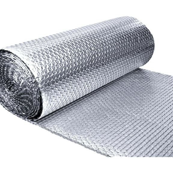Double Reflective Insulation Foam, 48" x 10 Ft Reflective Window Radiant Barrier B2 Fireproof Bubble Insulation Roll for Keep Heat, Thermal Heat Block Shield - Engineered Foil