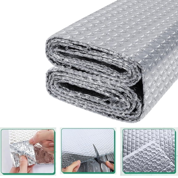 10FT Double Reflective Insulation, Summer Heat Blocking Film with Thermal Barrier, for RV Windows, Roof, Car & Garage Doors