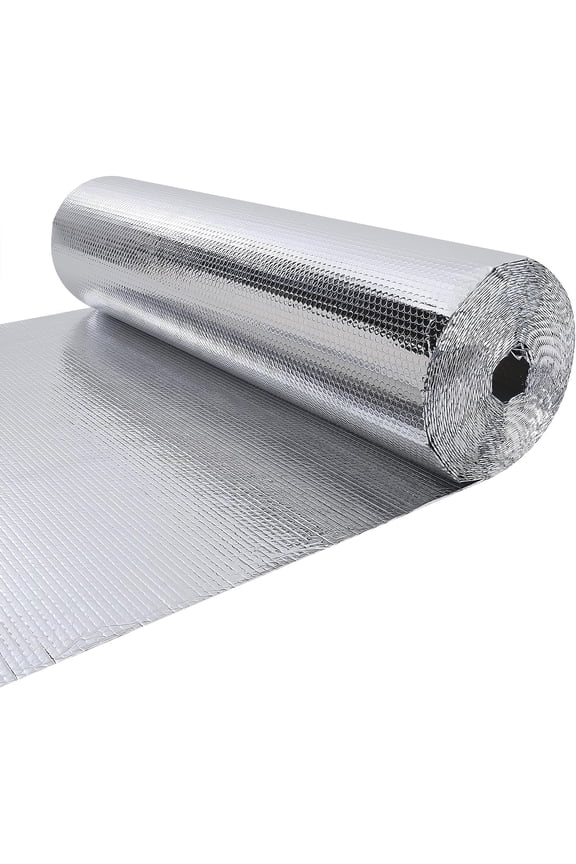 Double Reflective Insulation Roll, 23.7" X10' Dinosam Double-Sided Aluminum Bubble Insulation Roll, Rv Window and Window Insulation for Winter and Summer, Garage Door, Roof, Car