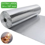 Reflective Insulation Roll Extra Large 24 X 16.42ft   Double-Sided Aluminum Bubble Insulation Roll, Rv Window and Window Insulation for Winter and Summer, Garage Door, Roof, Car