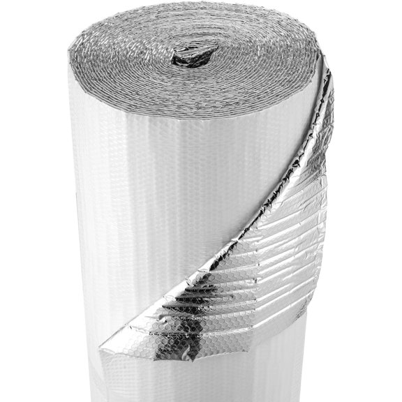 Double Reflective Insulation Roll, Perforated Woven Fabric Radiant Barrier, Double-Sided Aluminum Foil Heat Reflective Shield, Thermal Insulation Roll for Window RV Roof