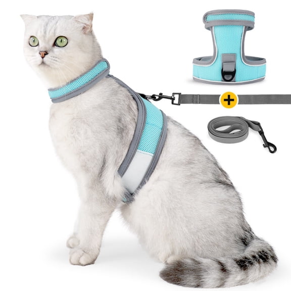 Cat Leash Double Reinforced Breakaway Reflective Pet Leash for Secure Outdoor Walking Comfortable Durable Design