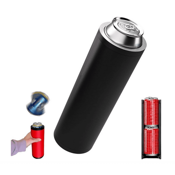 Double Reload Can Holder, Dual Can Holder, Quick-Fill Insulated Sleeve for 12oz Beverage Cans - Ergonomic Grip, Secure Fit, Suitable for Soda Energy Drink - 1Pc(Black)