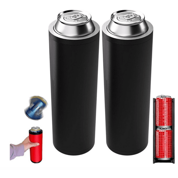 Double Reload Can Holder-Ultra Chill System,Double Can Bottom Reload,Insulation Can Sleeves, Insulation Sleeve for 12oz Beverage Cans Beverage Tailgate Holder - 2Pcs(Black)