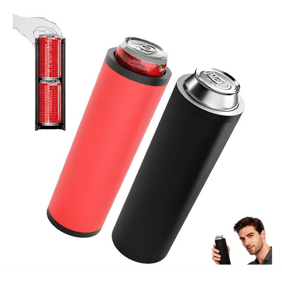 Double Reload Can Holder-Ultra Chill System, Insulation Sleeve It Can Fill Two 12-Ounce Cans, Suitable for Soda Energy Drink - 2Pcs(Black & Red)