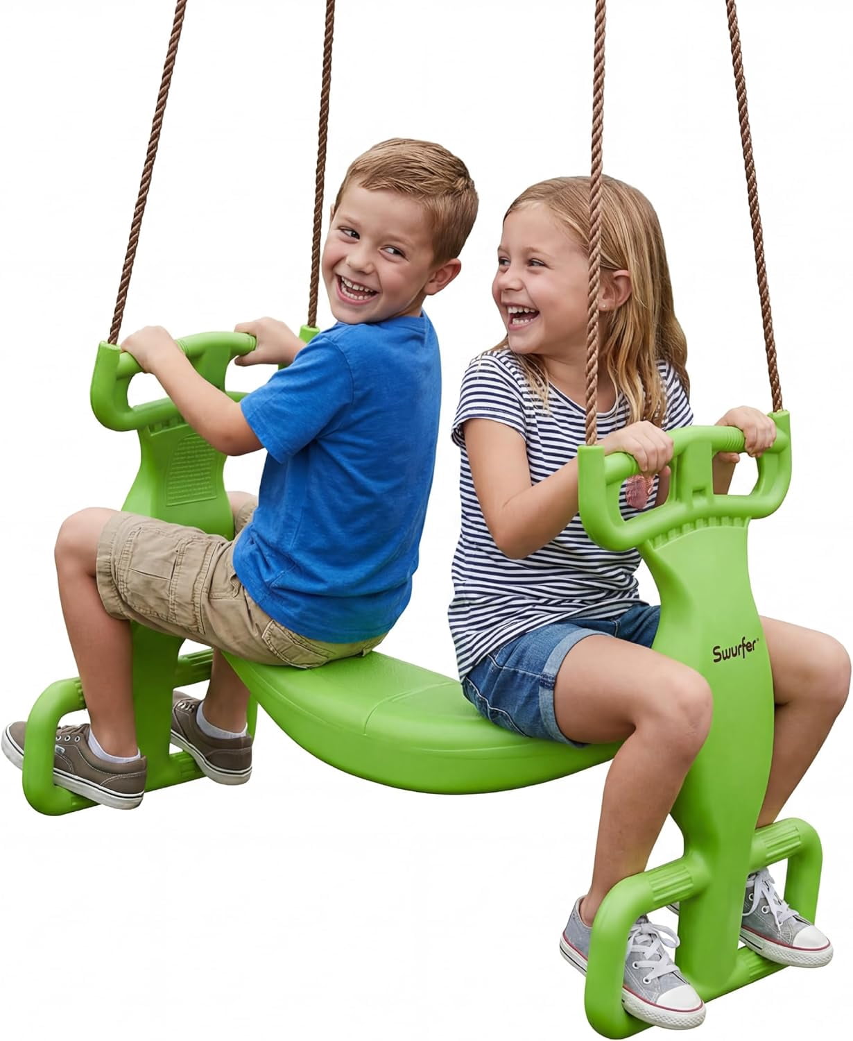 Double Rider Glider Swing Green/Brown